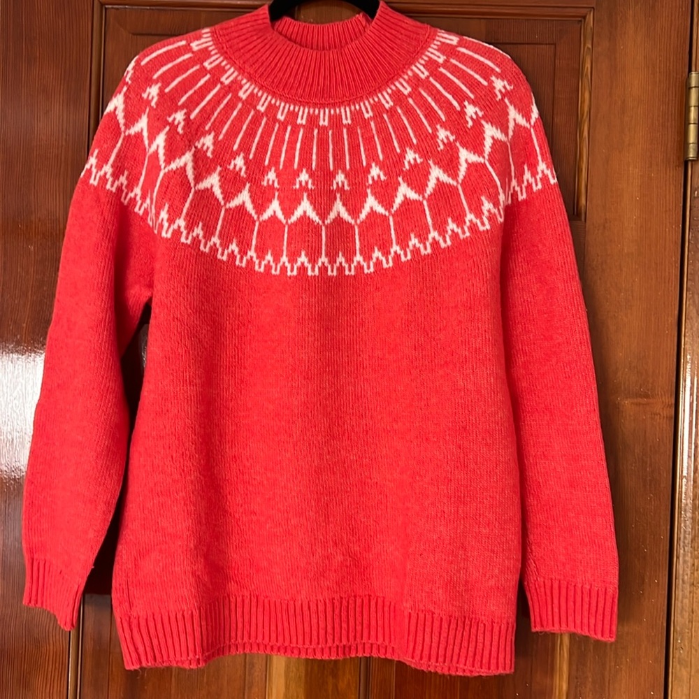 Talbots LP Coral Fair Isle Sweater